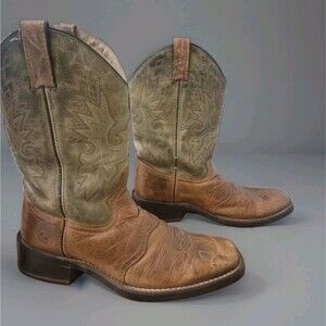 Double-H Boots Gabriel DH3571 Men's Sz 9D  Boots Cowboy Cognac Brown Olive Green